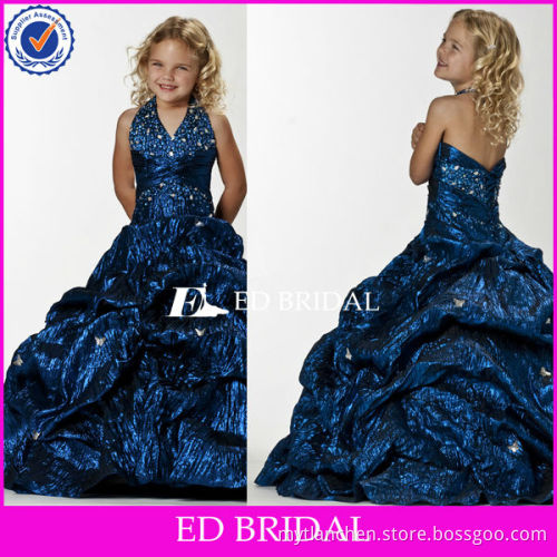 Beautiful New A-line halter V neck beaded bodice taffeta flower girl dress